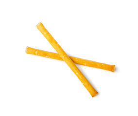 Bread Stick Isolated, Salted Breadstick, Crispy Grissini, Dry Homemade Pretzel, Bread Stick on White