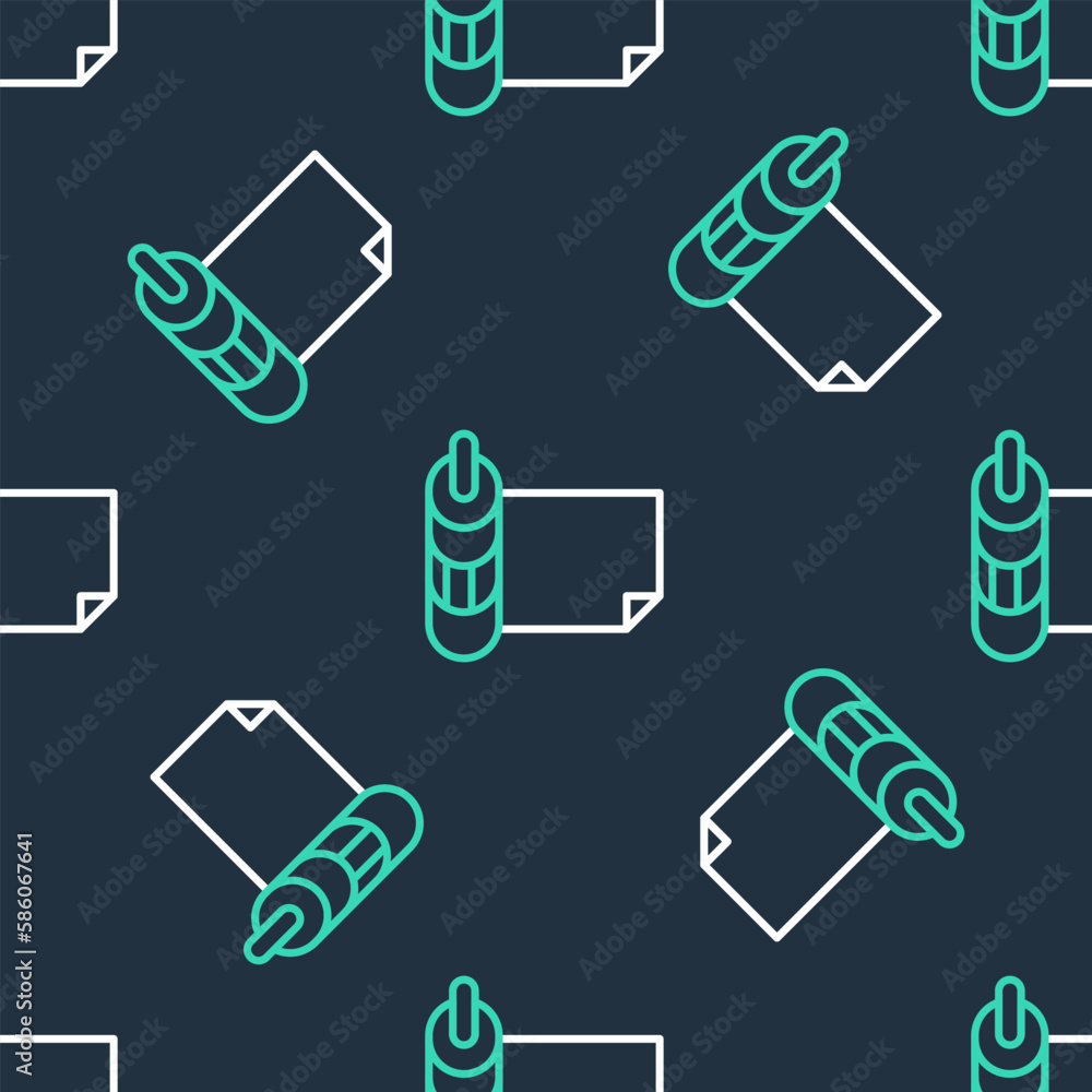 Poster line roll of paper icon isolated seamless pattern on black background. vector
