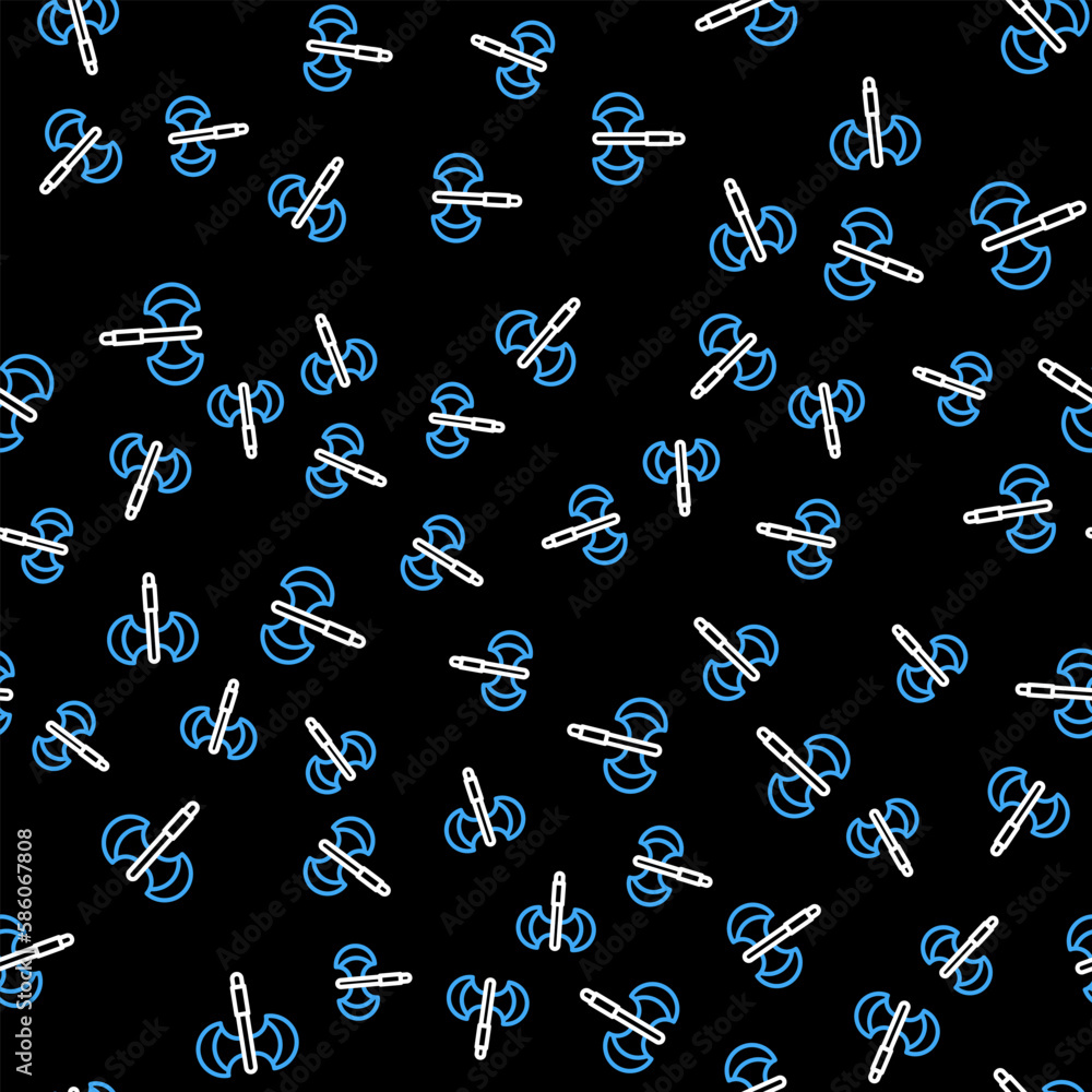 Poster line medieval poleaxe icon isolated seamless pattern on black background. vector
