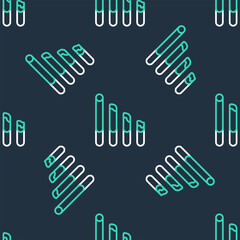 Line Smoking cigarette icon isolated seamless pattern on black background. Tobacco sign. Vector