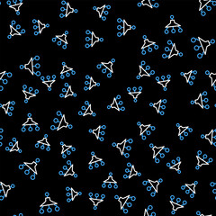 Line Funnel or filter icon isolated seamless pattern on black background. Vector