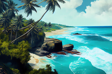 Fototapeta premium Indian ocean in sri lanka. Generative Ai