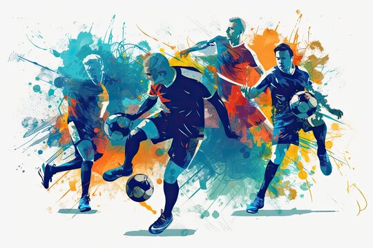 A dynamic vector illustration of a sports team in action. Generative AI