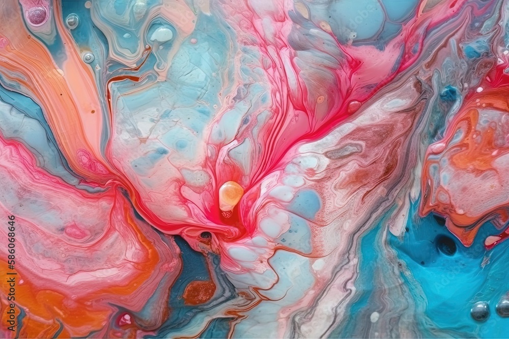 Poster abstract painting with colorful geometric shapes and lines created with generative ai technology