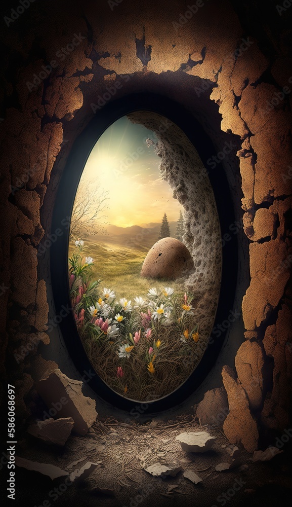 Poster an eternal solitude - the unforgettable vision of an empty tomb generative ai