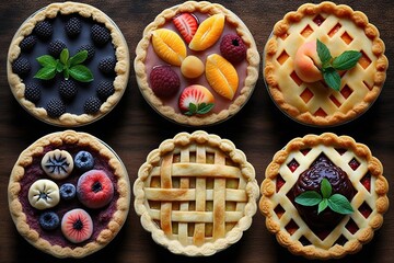 A platter of mini fruit pies with seasonal fruit fillings. Generative AI