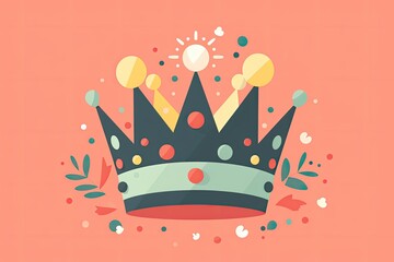 A birthday crown on a peach background. Generative AI