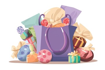 Party favor bag filled with toys and treats. Generative AI
