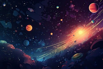 Space background with planets. Generative AI
