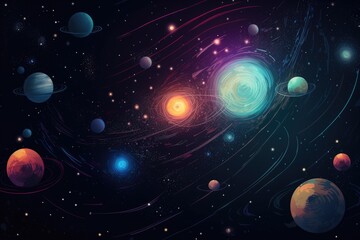 Space background with colorful swirls Generative AI