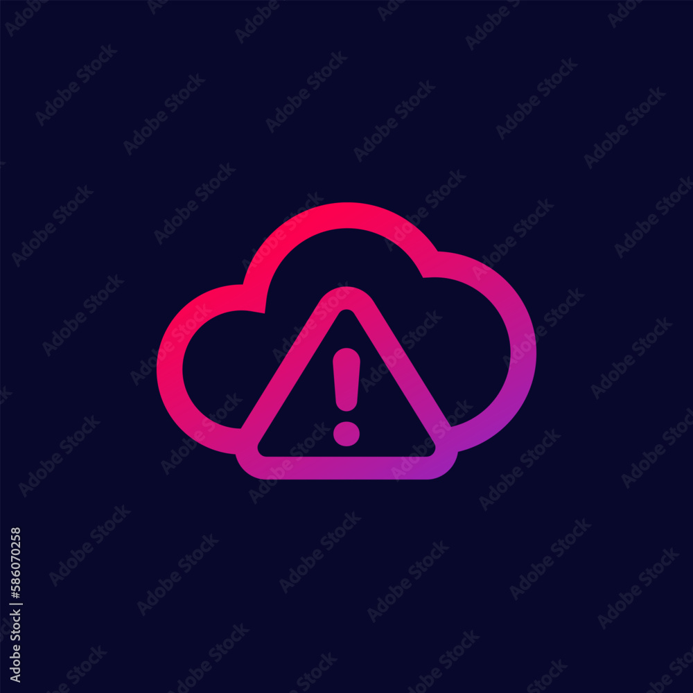 Poster warning, upload error icon with cloud, vector