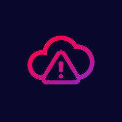 warning, upload error icon with cloud, vector