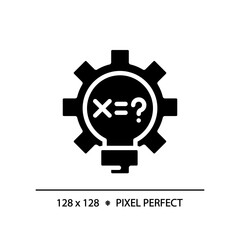 STEM in mathematics pixel perfect black glyph icon. Math lessons improvement. Alternative educational methods. Silhouette symbol on white space. Solid pictogram. Vector isolated illustration