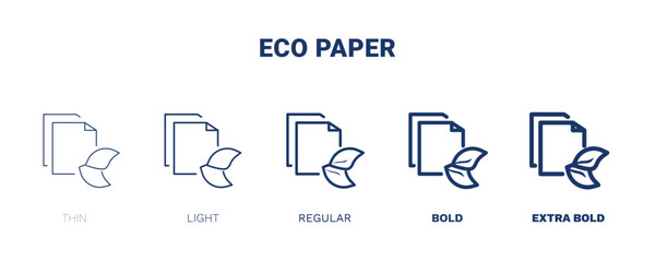 eco paper icon. Thin, light, regular, bold, black eco paper, paper icon set from ecology collection. Outline vector isolated on white background. Editable eco paper symbol can be used web and mobile