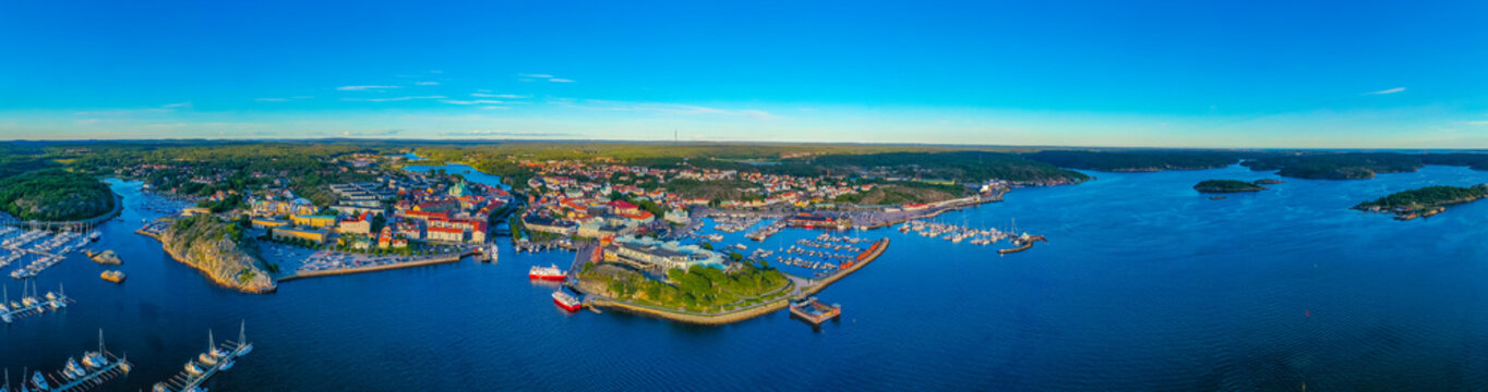 Sunset view of Swedish town Str&ouml;mstad