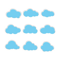 Cloud. Abstract blue cloudy set isolated on white background. Vector illustration.