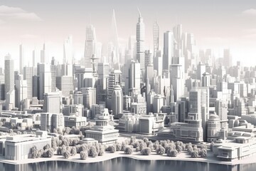 Fototapeta premium urban landscape with towering skyscrapers as seen from above created with Generative AI technology