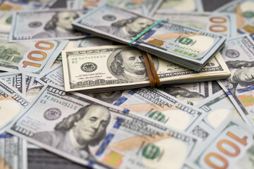 Background of 100 dollar bills. money