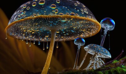  a close up of a group of jellyfish under water.  generative ai