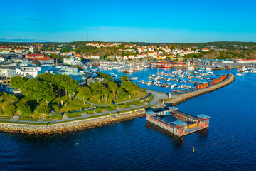 Sunset view of Swedish town Strömstad