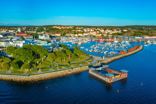 Sunset view of Swedish town Str&ouml;mstad