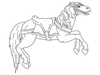 This intricately designed horse outline illustration is perfect for coloring book enthusiasts of all ages.  it's easy to color and sure to provide hours of creative enjoyment.