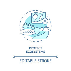 Protect ecosystems turquoise concept icon. Restore areas. Clean water and sanitation abstract idea thin line illustration. Isolated outline drawing. Editable stroke. Arial, Myriad Pro-Bold fonts used