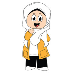 cute girl hijab cartoon illustration