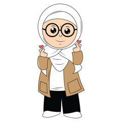 cute girl hijab cartoon illustration
