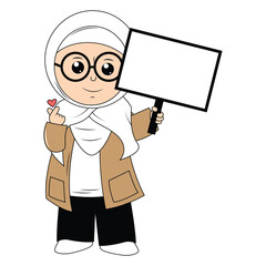 cute girl hijab cartoon illustration