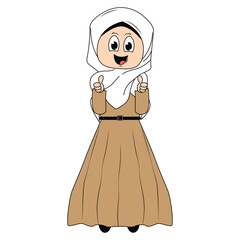 cute girl hijab cartoon illustration