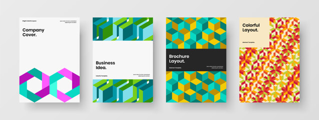 Fototapeta premium Abstract corporate cover design vector concept collection. Modern mosaic tiles presentation template composition.