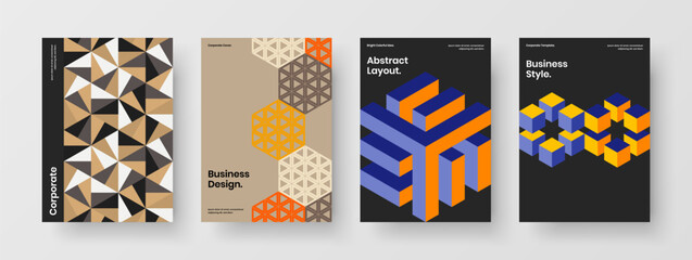 Premium geometric tiles corporate identity illustration bundle. Original annual report vector design concept composition.
