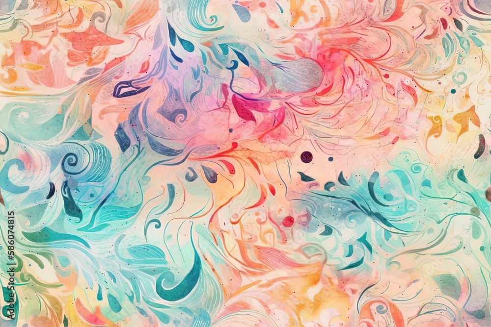Poster colorful and abstract painting with various shapes created with generative ai technology