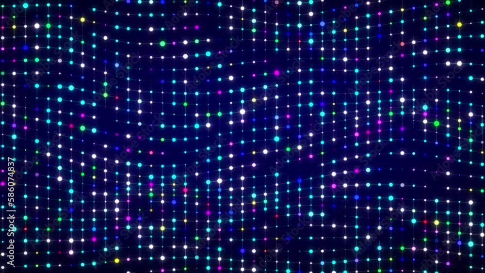 Poster flow of shiny shimmering particles. glowing dynamic halftone sound wave. 3d rendering.