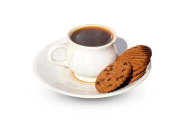 Biscuit and Tea isolated on white background