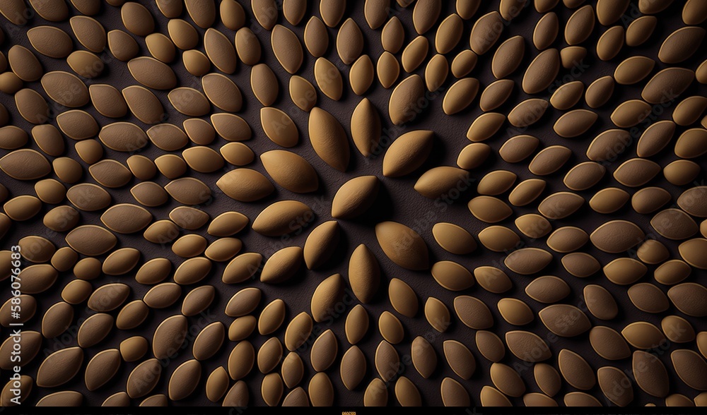 Poster a picture of a bunch of nuts on a table top. generative ai