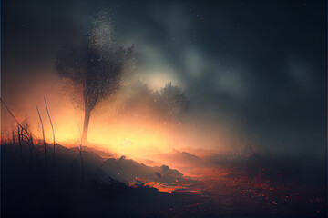 fog with dramatic particles on the ground Generative AI