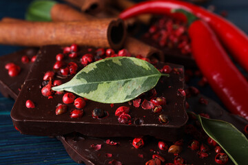 Delicious gourmet food - tasty chocolate with pepper