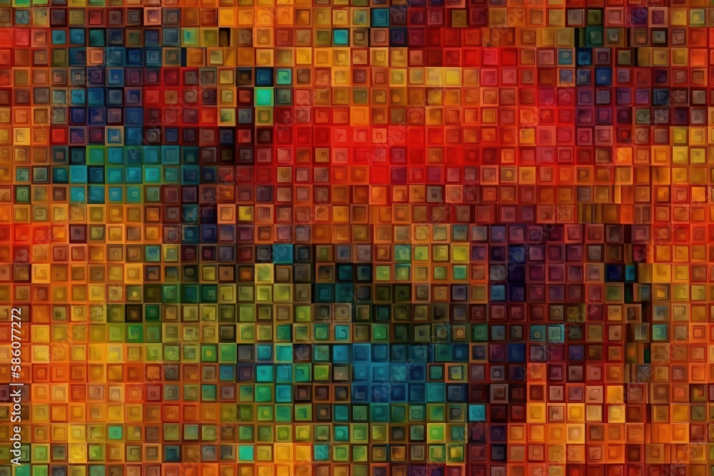 Poster vibrant geometric abstract background made of squares and rectangles created with generative ai tech