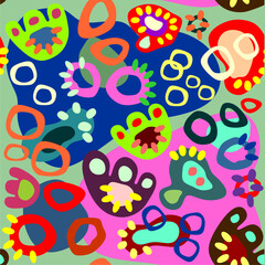 Seamless design of colorful abstract and cute doodle background. Beautiful design for fabric, card, wallpaper, wrapping paper, and banner