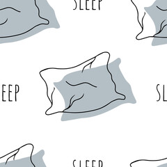 Seamless pattern Doodle pillow, healthy sleep