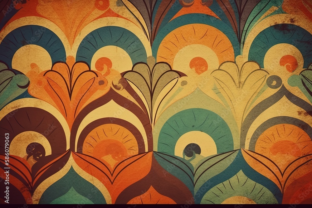 Poster abstract painting on a wall created with generative ai technology