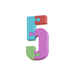 Color Puzzle 3D Alphabet or Lettering PNG Images - View 2