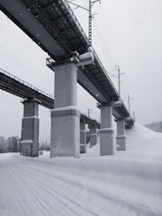 Under the railway bridge in winter