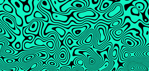 Naklejka premium Abstract optical illusion wave. A flow of black and green stripes forming a wavy distortion effect. Vector Illustration.