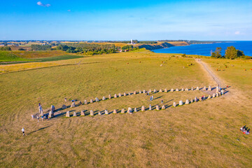 Ales stenar megalithic monument in coastal Sweden