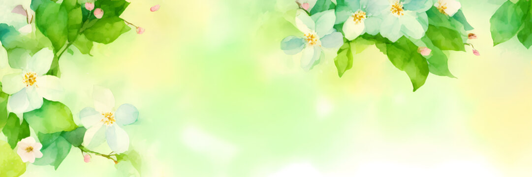 Spring background with flowers, banner