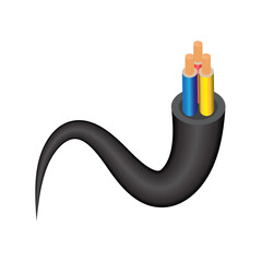 Closeup of electric wire vector on a white background.