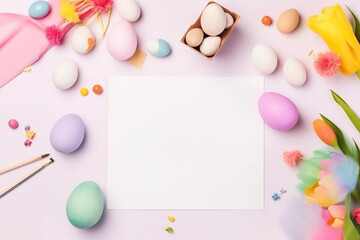 Fototapeta na wymiar easter card with eggs and paper